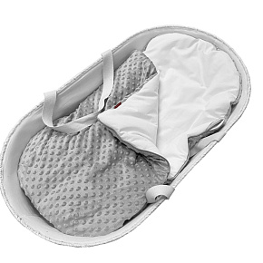 Aesthetic Fusak novorozenecký do korbičky / podložka - Minky šedá/ bílé platno