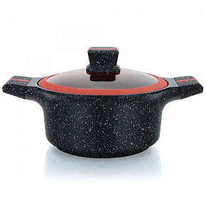 Herzberg HG-RSCAS32: Kastrol se žulovým povrchem a skleněnou poklicí - 32 cm