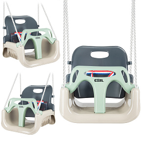 Lebula houpačka pro děti zahradní závěsné křeslo silné 3v1 kbelíkové pásy olivově šedé Lebula houpačka pro děti zahradní závěsné křeslo silné 3v1 kbelíkové pásy olivově šedé