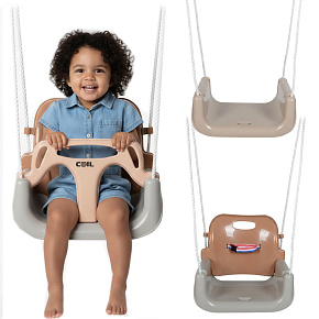 Lebula houpačka pro děti zahradní závěsné křeslo silné 3v1 kbelíková pásy broskvová