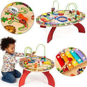 Lebula velký dřevěný vzdělávací senzorický stolek hračka pro děti 7v1