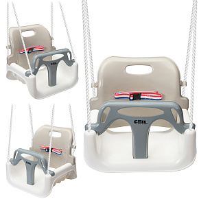 Lebula houpačka pro děti zahradní závěsné křeslo silné 3v1 kbelíkové pásy krémově-bílé Lebula houpačka pro děti zahradní závěsné křeslo silné 3v1 kbelíkové pásy krémově-bílé