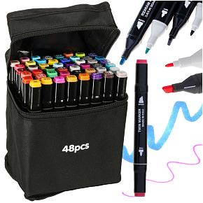 Markery dwustronne mazaki alkoholowe w etui 48 + podstawka Markery dwustronne mazaki alkoholowe w etui 48 + podstawka
