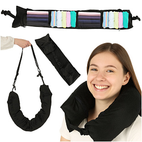 Cestovní polštář podkova opěrka na krk úložný prostor k naplnění černá Cestovní polštář podkova opěrka na krk úložný prostor k naplnění černá