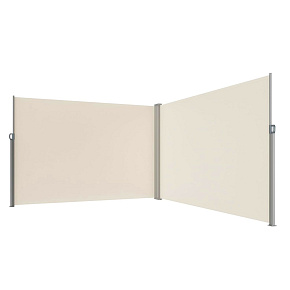 Rohová boční terasová markýza LUARO zatahovací paraván 180 x 620 cm béžová Rohová boční terasová markýza LUARO zatahovací paraván 180 x 620 cm béžová
