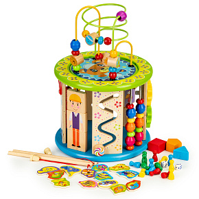 Drewniana kostka edukacyjna z grami i klockami łowienie rybek ECOTOYS Drewniana kostka edukacyjna z grami i klockami łowienie rybek ECOTOYS