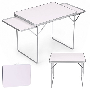Stolik turystyczny 120x60 cm składany w walizkę 2 półki biały MultiGarden Stolik turystyczny 120x60 cm składany w walizkę 2 półki biały MultiGarden