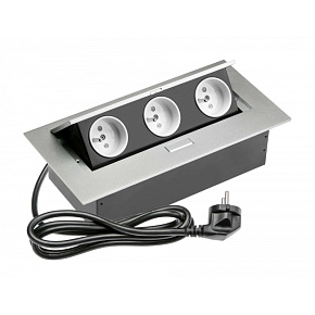 GTV  AE-PBC3GU-53 Zásuvky stolní 3X zásuvka, přívodní kabel, ALUMINIUM