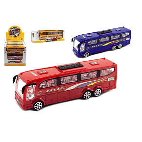 Autobus plast 25cm na setrvačník 3 barvy v krabici 26x8,5x7cm 12ks v boxu Autobus plast 25cm na setrvačník 3 barvy v krabici 26x8,5x7cm 12ks v boxu