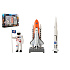 Sada vesmír 6ks kov/plast astronaut, raketoplán s doplňky v krabičce 25x17x4,5cm