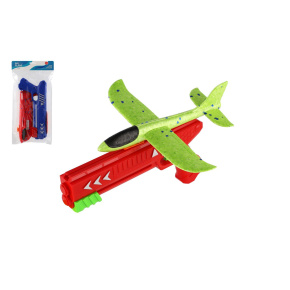 Letadlo vystřelovací pěnové s pistolí 26cm 2 barvy v sáčku Letadlo vystřelovací pěnové s pistolí 26cm 2 barvy v sáčku
