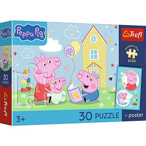 Puzzle Premium Plus Kids - Peppa Pig 27x20cm + plakát 30 dílků v krabičce 21x14x4cm