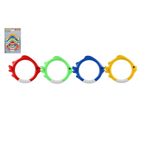 Zábavné kruhy/ryby 4ks pro potápění ve vodě plast 10cm na kartě Zábavné kruhy/ryby 4ks pro potápění ve vodě plast 10cm na kartě