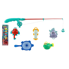 Hra ryby/rybář s prutem 45cm plast 4 barvy na kartě 17x58cm