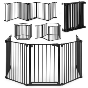 Playpen safety gate barrier for children and pets, 5 panels, 60 cm, metal, black, ECOTOYS