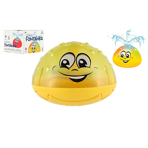 Hračka do vody Fontánka stříkací plast 10cm žlutá na baterie se světlem v krabičce 11x11x8cm