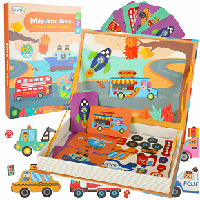 Magnetická knížka skládačka puzzle s magnetem dopravní prostředky
