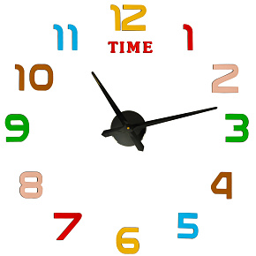 Nástěnné nalepovací hodiny DIY nastavitelné 80-90 cm barevné 12 číslic