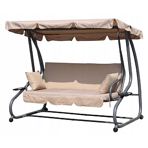 Convertible garden swing, 3-seater, 2-in-1, cushions, beige, MultiGarden