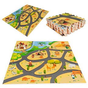 Pěnová podložka pro děti puzzle safari 9 dílů 93x93 cm ECOTOYS Pěnová podložka pro děti puzzle safari 9 dílů 93x93 cm ECOTOYS