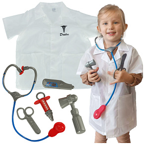 Kostým karnevalový převlek lékař kostým doktora lékařský plášť sada 3-8 let Kostým karnevalový převlek lékař kostým doktora lékařský plášť sada 3-8 let