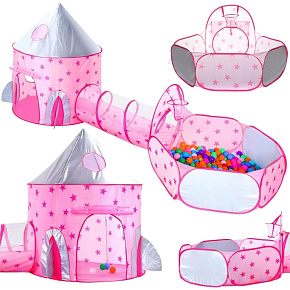 WOOPIE Stan 3v1 Palác Princezny XXL Domek Tunel Suchý Bazén