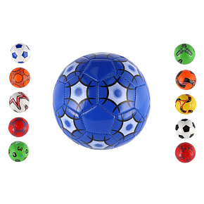 Míč fotbalový malý junior nafouknutý šitý 15cm kůže mix barev v síťce