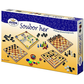 Soubor her 7 společenská hra dřevo v krabici 37x22x4cm