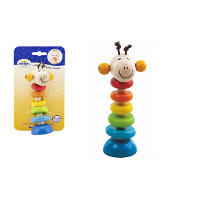 Žirafa na gumě dřevěná 15cm na kartě 6m+ Žirafa na gumě dřevěná 15cm na kartě 6m+