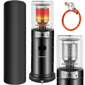 Gas heater 11 kW glass, patio, garden heater with regulator hose and cover