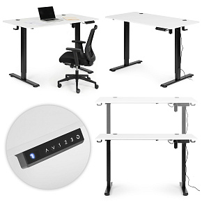 Standing Electric Desk 120x60 cm Height Adjustment 72–117 cm White ModernHome