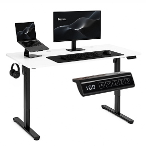 Elektrický psací stůl 120x60 cm, výškově nastavitelný 72–118 cm, bílá deska, ModernHome Elektrický psací stůl 120x60 cm, výškově nastavitelný 72–118 cm, bílá deska, ModernHome