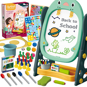 WOOPIE Oboustranná Magnetická Tabule pro Kreslení a Učení Čísel a Písmen 56 ks.