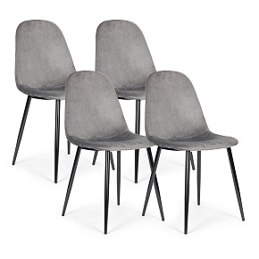 Set of 4 Velvet Chairs for Dining and Living Room Grey ModernHome