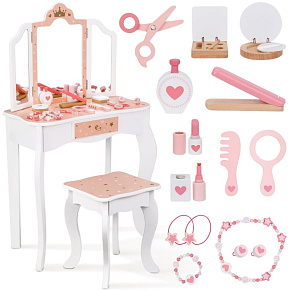 WOOPIE GREEN Dřevěný Toaletní Stolek se Zrcadlem a Doplňky WOOPIE GREEN Dřevěný Toaletní Stolek se Zrcadlem a Doplňky