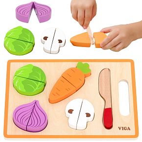 VIGA Dřevěná Vzdělávací Skládačka Montessori Zelenina na Krájení