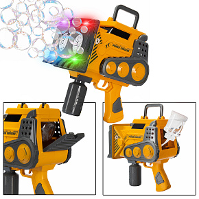 Lebula pistole na mýdlové bubliny + tekutina mýdlové bubliny automat mega bagr žlutý