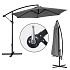 Large Garden Parasol with Cantilever Arm, Foldable 3 m, Grey, 6 Ribs MultiGarden