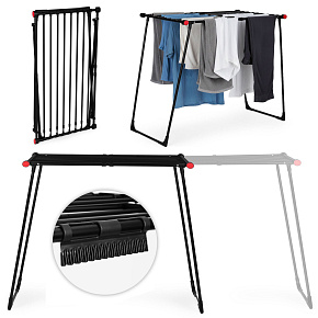 Standing Clothes Drying Rack Extendable Telescopic 19 Meters Foldable Black
