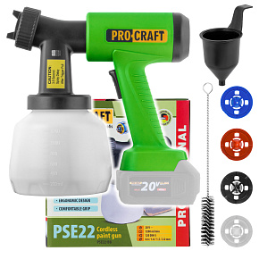 Aku stříkací pistole Procraft PSE22bb s funkcí ofukování (bez baterie a nabíječky)