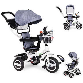 Tricycle rotating canopy durable rubber wheels gray ECOTOYS