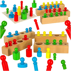 Dřevěné válcové závaží hra skládačka montessori barevné Dřevěné válcové závaží hra skládačka montessori barevné