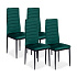 Chairs with Contoured Backrest - GREEN VELVET - Set of 4