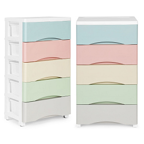 Bookcase with 5 pull-out drawers legs with wheels colorful drawers ModernHome