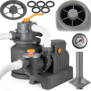 Písková filtrace k bazénu Bestway Intex. Výkon 8705 l/h 250 W + hadice Písková filtrace k bazénu Bestway Intex. Výkon 8705 l/h 250 W + hadice