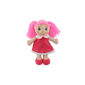 Panenka Mazlinka hadrová s růžovými vlásky látka 31cm 0m+