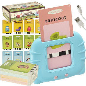 Učení anglického jazyka čtečka karet pro učení slovíček kartičky modrá