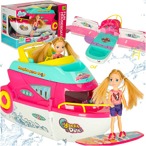 Loď pro panenky jachta párty skládací panenka surfovací prkno