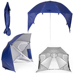 Parasol plażowy 2w1 namiot ze ściankami regulowany 125-200 cm niebieski MultiGarden Parasol plażowy 2w1 namiot ze ściankami regulowany 125-200 cm niebieski MultiGarden