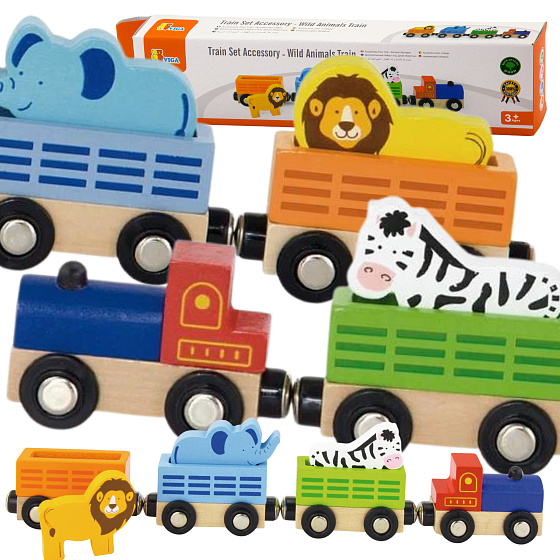 VIGA Sada příslušenství k vláčku - vlak s divokými zvířaty ZOO
